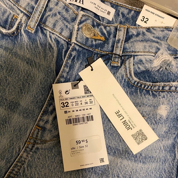 Zara High Rise Straight Leg Jeans - Picture 5 of 11